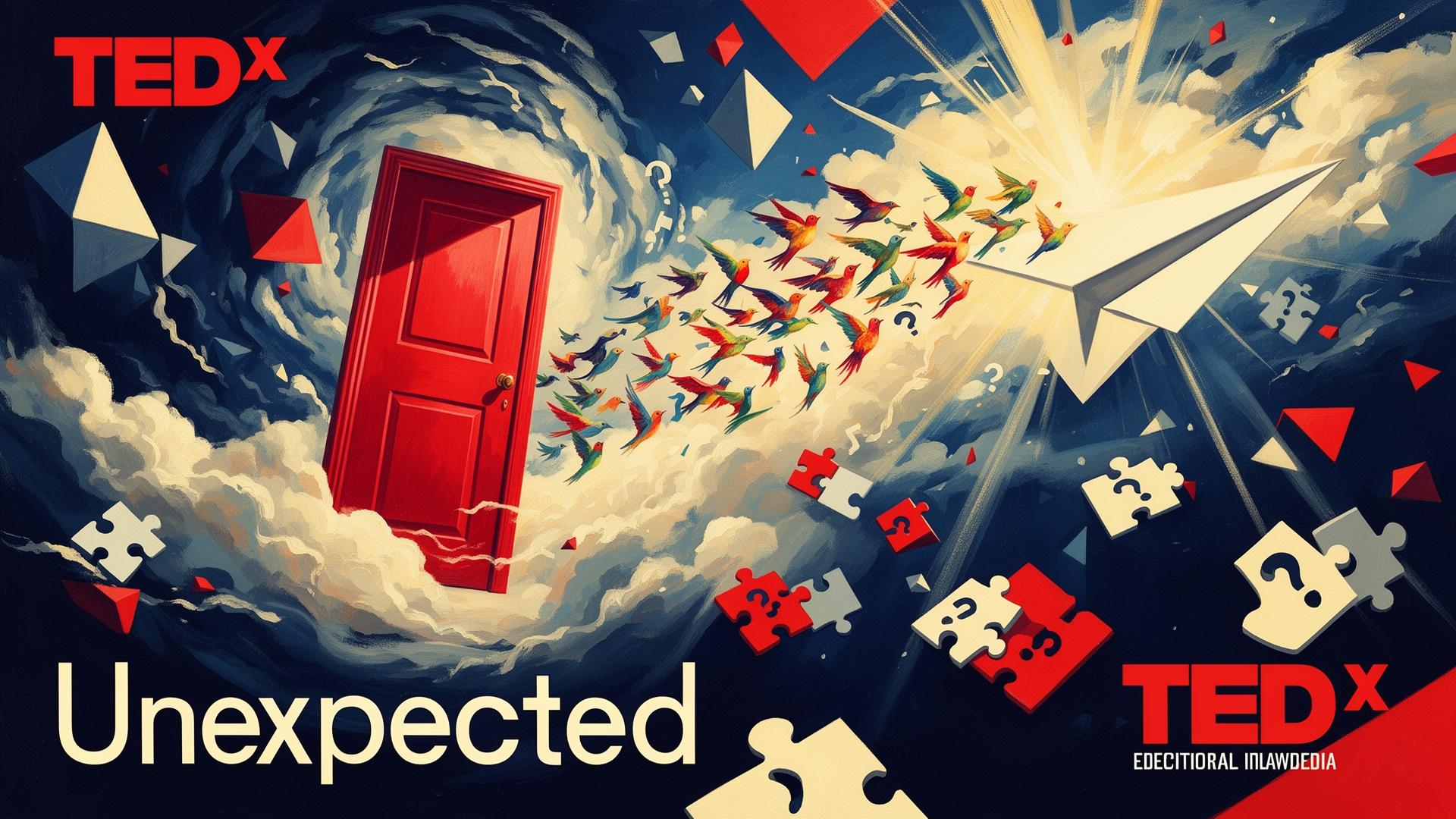 Unexpected — Unexpected — surreal red door and birds
